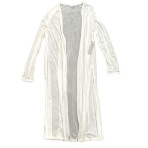 Iris Long Line Mesh Cardigan in White, Size L​​​​